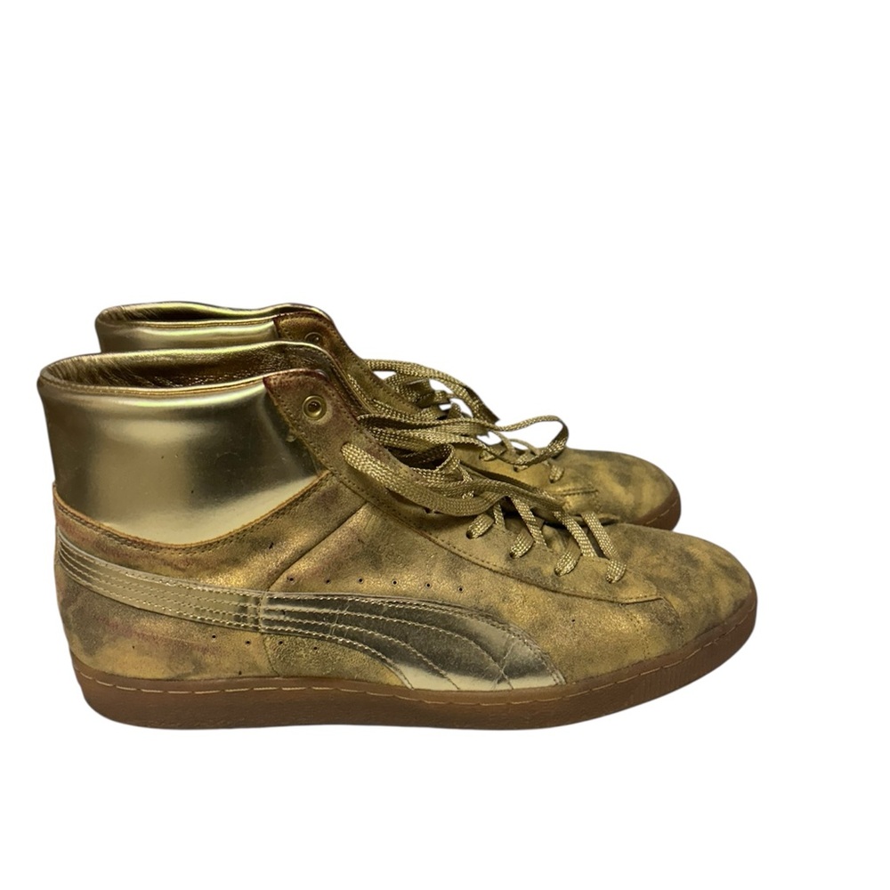 Gold Meek Mill High-Top Puma Suede Classic Sneakers